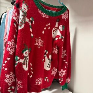 Holiday Snowman Sweater - Red and Green